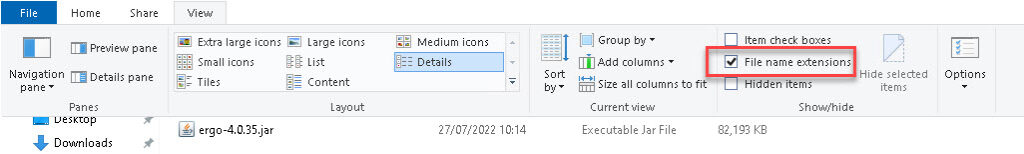 Show file extensions in Windows